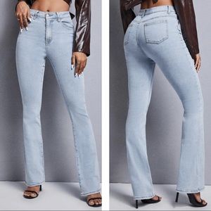 Light wash flare leg jeans